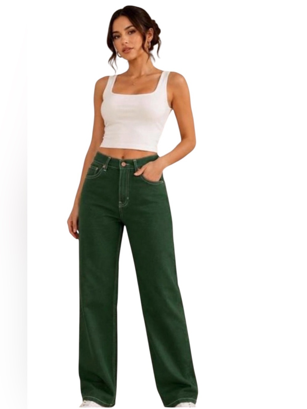 Reformation Jeans Cowboy High Rise Straight Jeans Emerald Green size 28